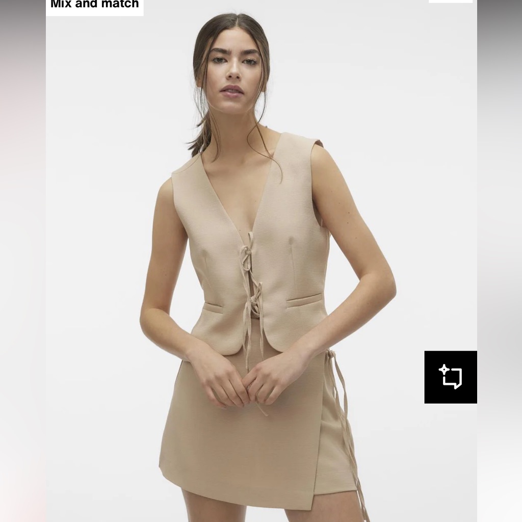Vero Moda Vmrose Tie Vest - Waistcoat - Beige Size Medium